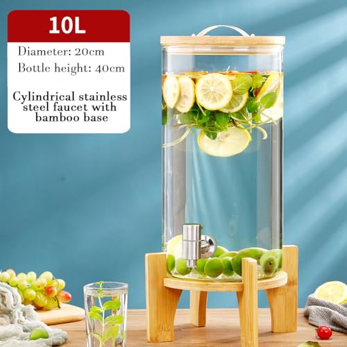 Dispensador de bebidas de cristal con grifo de acero inoxidable, tapa a prueba de fugas para cócteles, jugos, agua, bebidas, perfecto para fiestas y eventos