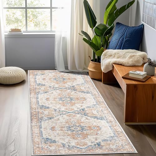 TOPICK Vintage Küchenteppich Läufer Flur Küchenläufer 90x150 Orange – Ansicht 1