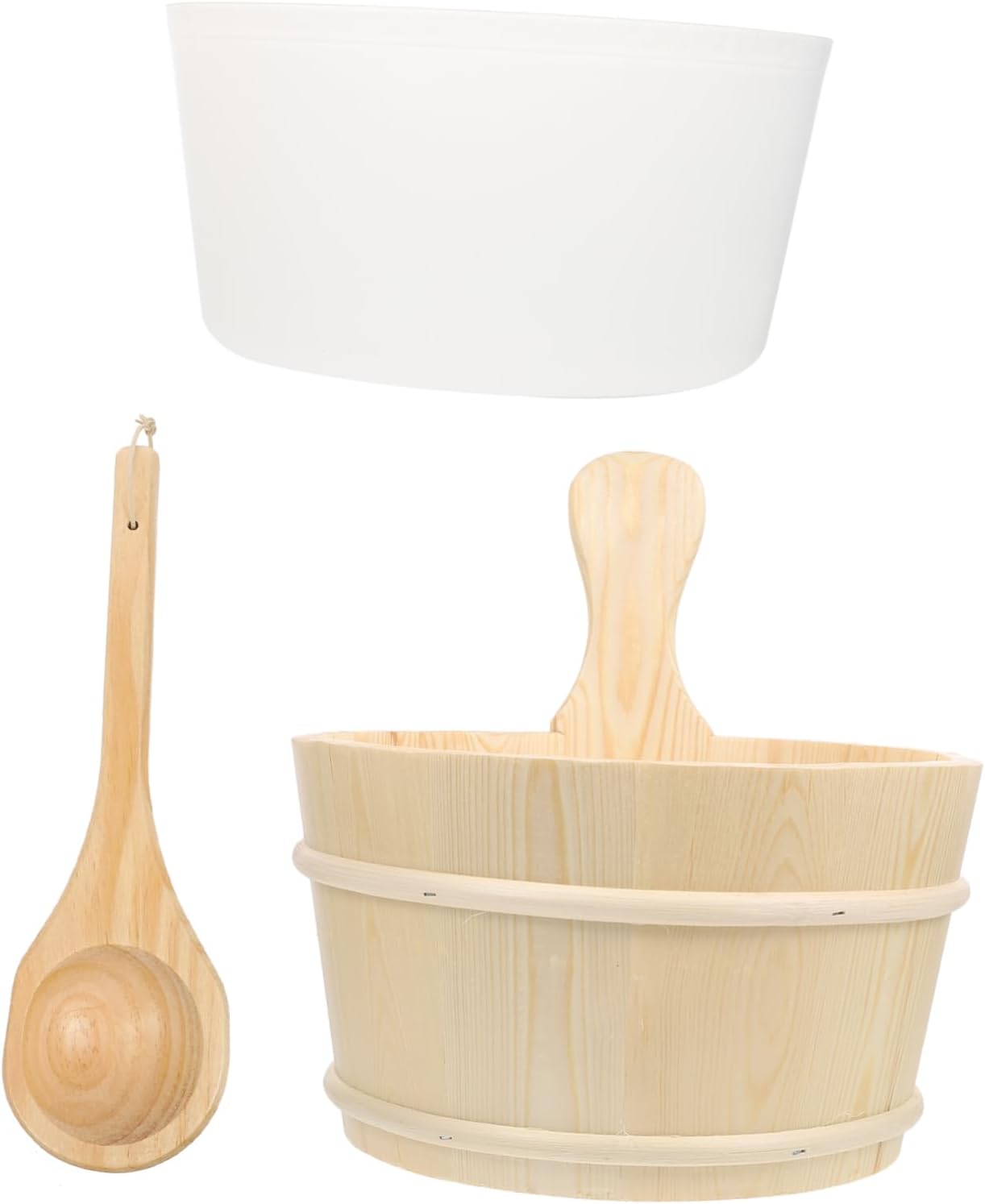 BESPORTBLE 1set Wooden Sauna Bucket and Spoon Design for Home Sauna Room Smooth Finish Essential Accessories for Relaxation