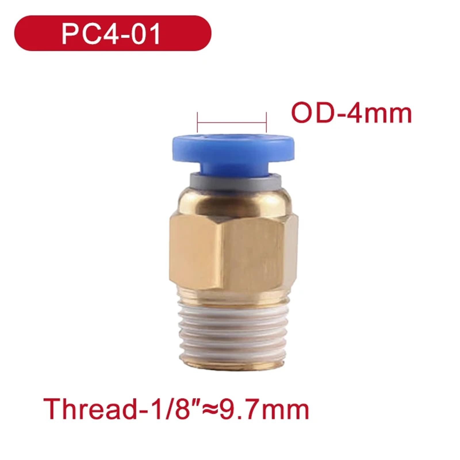 Impianto di tubature pneumatiche d’aria, Confezione da 5 raccordi rapidi pneumatici con filettatura maschio PC girevoli da 4 a 12 mm, 1/8-1/2 pollici(Pc6mm-1i8)