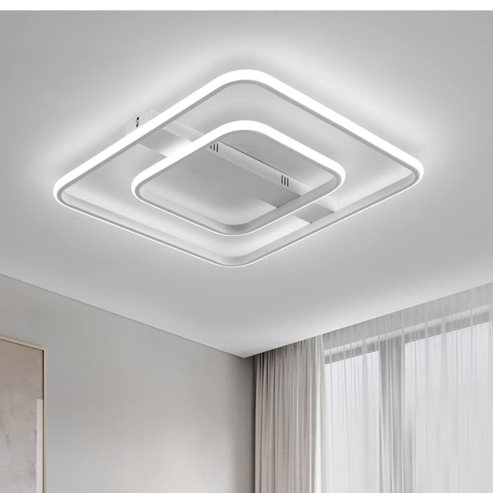 LED Plafondlamp Dimbaar met Afstandsbediening, 60W Zwart Aluminium Woonkamer Licht, Moderne 5-Vlam Ronde Plafondlamp, voor Slaapkamer, Woonkamer, Kantoor, 5400LM