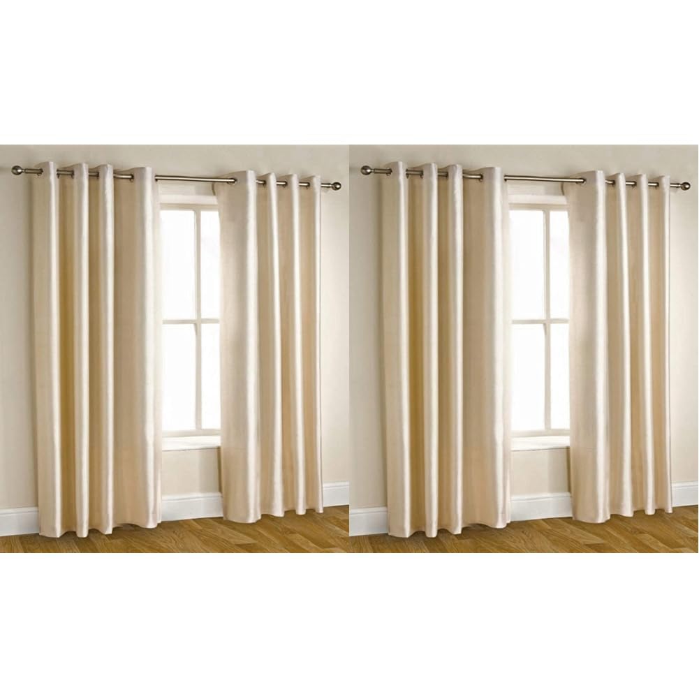 Homefab India Pack of 4 Royal Silky Solid Cream Semi Sheer Long Door Curtains with Stainless Steel Eyelets-8 feet (B0D81C9VHY) Amazon Price History, Amazon Price Tracker