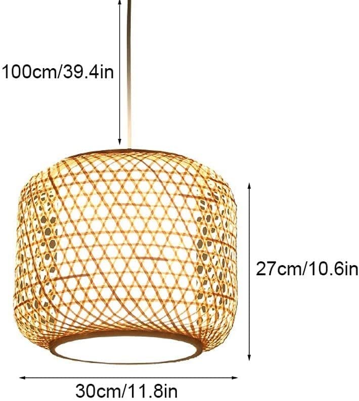 Lámpara de techo E27 de bambú beige estilo japonés retro para comedor 5