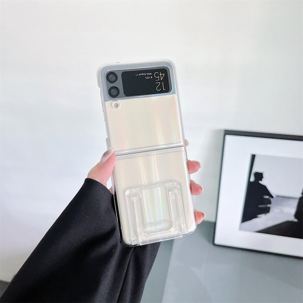 Coque Samsung Z Flip 4 et 3 transparente laser avec support bague intégré
