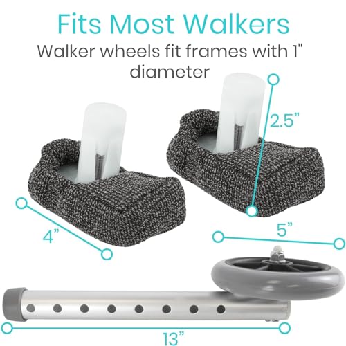 image for Vive Walker Wheels, Ski Glides, Accessories Covers for Seniors (6 PCS)