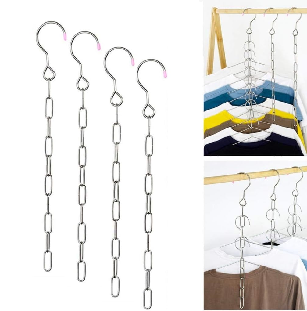 Amazon.co.jp: himsyuden 衣類収納ハンガー 4本入 連結リンク