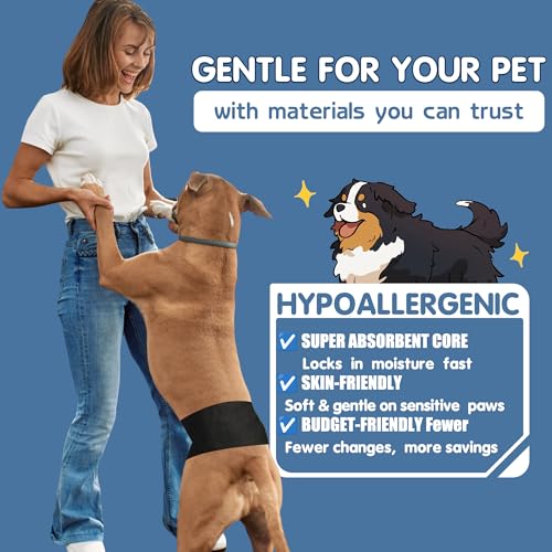 Image of LeapSheep Dog Diaper Liners Pee Pads for Male and Female Dogs, Dog Period Pads, Super Soft Absorbtion Dog Booster Pads Fits Belly Bands, Wraps and Washable Doggy Diapers Female (L, 50)