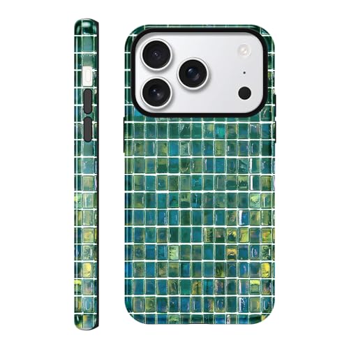 FBHGLOA iPhone 17 Pro Max 6.9�C���` �R���I�Ȋi�q�� �X�e���h�O���X �^�C�� �X�}�z�P�[�X �V�b�N ���g�� ���U�C�N �s���͗l �P�[�X �ϏՌ�TPU�ƃn�[�h PC �ی�J�o�[ ���f�B�[�X �K�[���Y