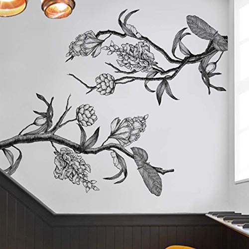 Wall Stickers & Murals Vintage Sketch Black White Flower