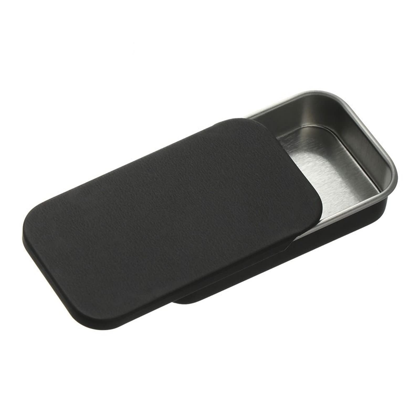 JINGYAN Storage Boxes Iron Box Sliding Rectangular Empty Jar Storage Jewelry Pill Tin Container Cosmetic(Schwarz)