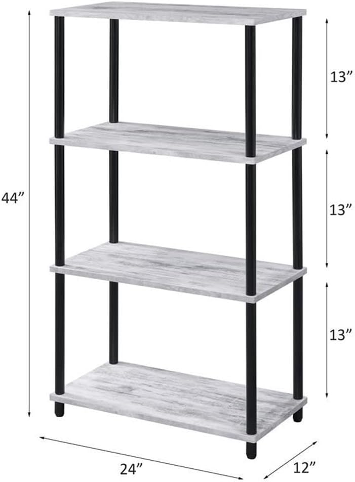 Acme Nypho 4 Wooden Shelves Rectangular Bookshelf in Antique White and Black