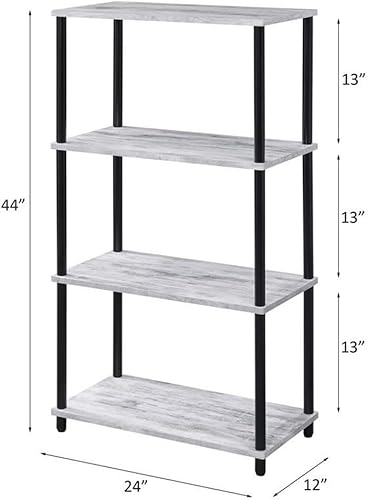 Miniatura 3 de Acme Nypho - Estantería rectangular con 4 estantes de madera, color blanco antiguo y negro