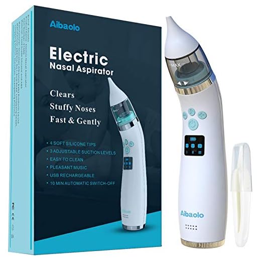 Electric Baby Nasal Aspirator USB Rechargeable - Nose Cleaner with 4 Silicone Tips (2 Different Sizes) and 3 Adjustable Strengths of Suction for Newborns and Toddlers - Wonderful Music