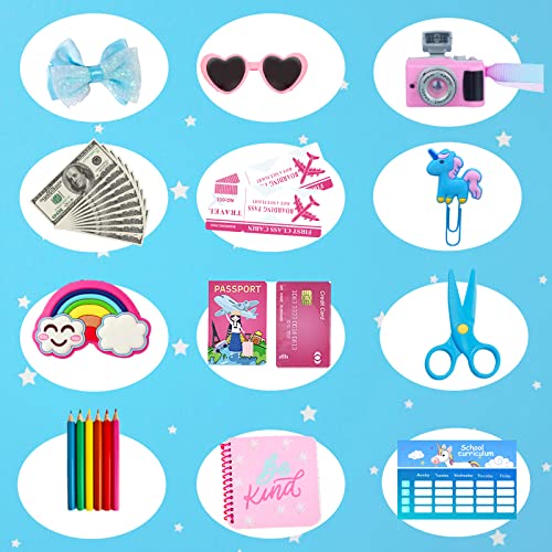 32 pcs American Doll Clothes and Accessories 18 Inch Doll Luggage and School Play Set - Suitcase, School Sets, Camera, Handbag, Sungalsses