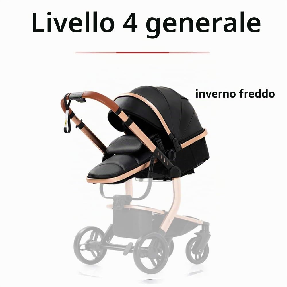 Trio Passeggino Pieghevole, Altezza Regolabile, Vista Panoramica, Bianco | Design innovativo, solido e sicuro. Include borsa mamma e marsupio inclusi nel set
