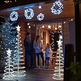 Yescom 6ft 182 LED Spiral Christmas Tree Light Star Topper Cool White Battery Powered Indoor Outdoor Holiday Decor Lamp