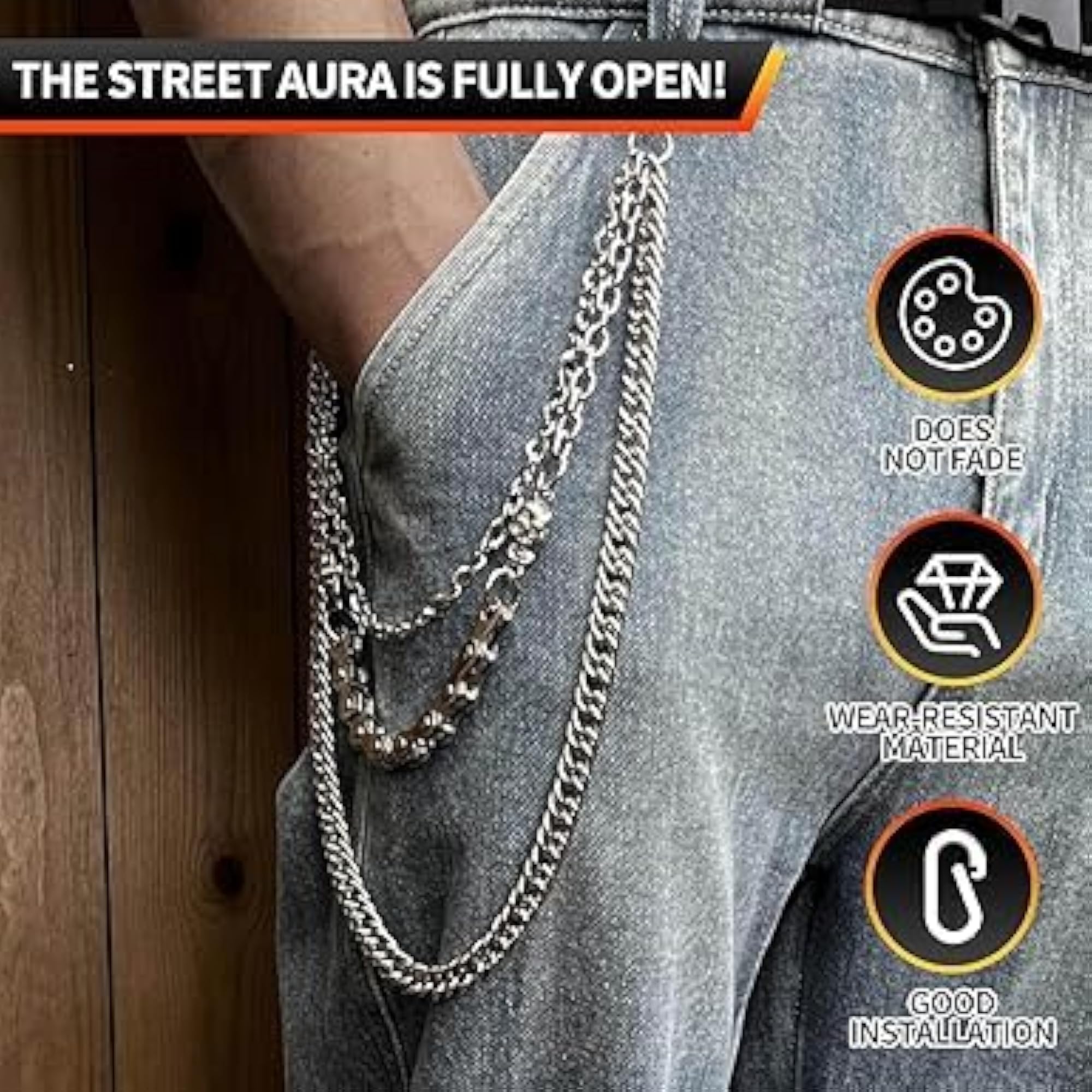 Men's Stainless Steel Wallet Chain Accessory