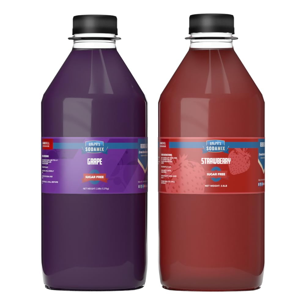 Ralph's 32oz Sugar Free Sparkling Water Soda Maker Flavors Pack | Strawberry | Grape | 2 Pack | Sodamix