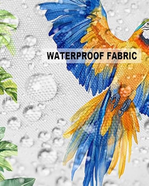 Waterproof Pillow Covers Pack of 2, Parrot Toucan Tropical Plant Outdoor Pillow Protectors with Zipper Pillowcases for Patio Tent Garden Beach, Green Banana Leaf Animals Square, 18X18