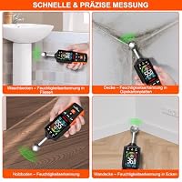 LASELION Wand Feuchtigkeitsmessgerät MS04 mit Kugelsensor für Zerstörungsfreie Bereichsscans, Ideal für Holz, Wände und Baustellenmaterialien, Anpassbare Feuchtigkeitsalarme und Temperaturanzeige – Ansicht 4