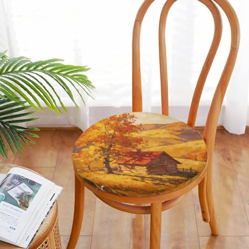 Cojín de asiento redondo acolchado para silla de cocina y suelo con funda lavable 6