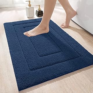 DEXI Bath Mat 40 x 60 cm,Non-Slip Bathroom Mat Machine-Washable,Ultra Soft and Water Absorbent Bath Rug for Bathroom,Tub and Shower - Navy