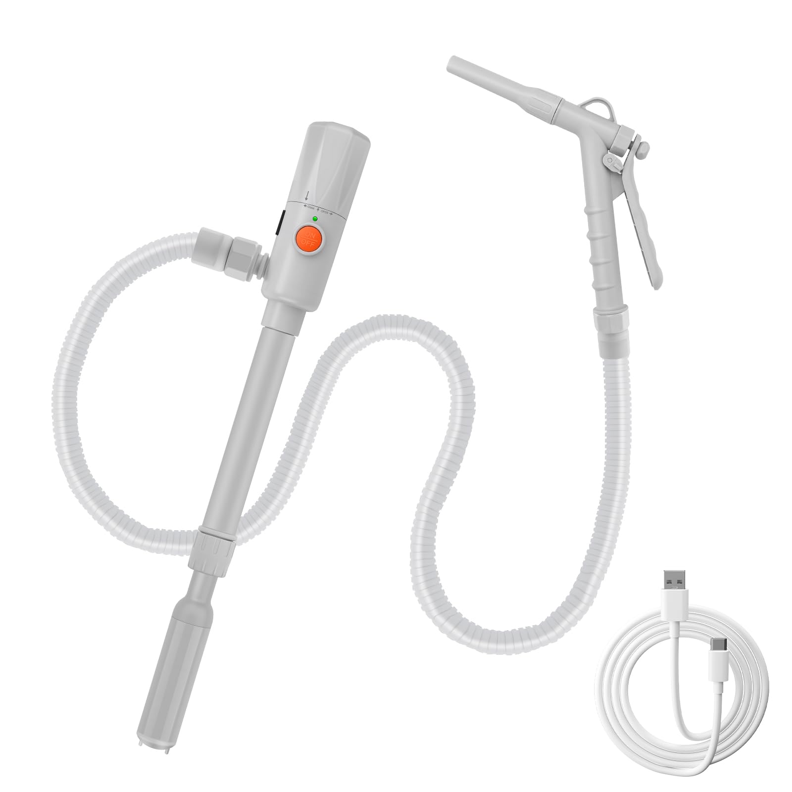 Bomba eléctrica de transferencia de combustible, bomba de líquido portátil de 2.8 GPM con boquilla de mano para control de flujo de parada rápida USB o bomba de transferencia automática alimentada por