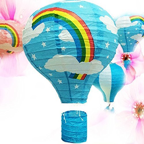 Joinwin® Pack of 10 Pieces Hot Air Balloon Paper Lantern Chinese Japanese Paper Lamps Party Paper Lanterns Lantern Ball Lamps Decorations Christmas String Lights Rainbow Mixed Colors 12''
