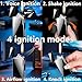 Butane Torch Lighter Intelligent Language Induction Windproof Lighter 4 Ignition Methods Visible Butane Window(Silver)