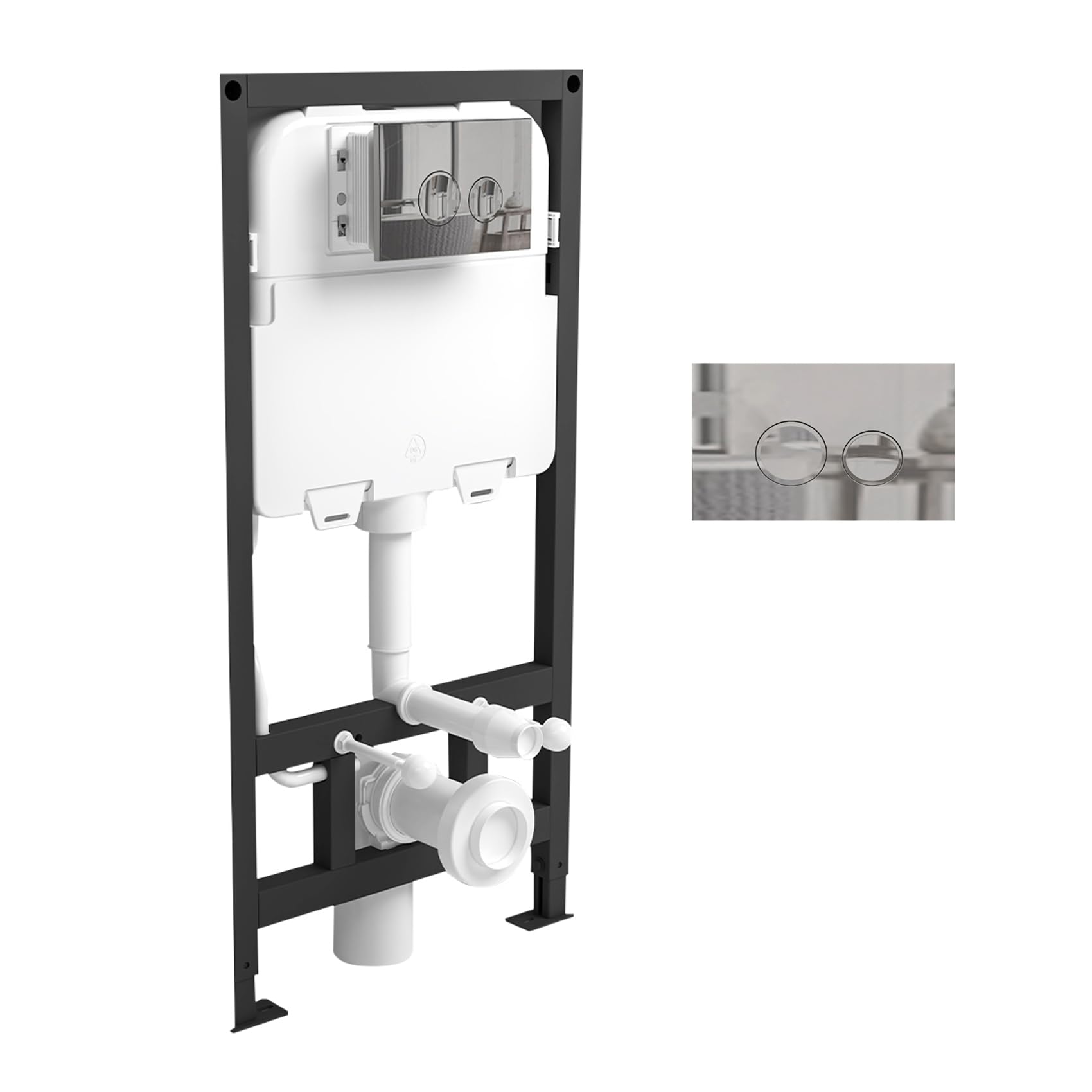 MEJE #MJ-MZE014P- in-Wall Toilet Tank Carrier with Dual-Flush Actuator Plate, White (Compitable with #MZE014P Wall-Hung Smart Toilet)