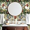 FEDGODKALE Wall Mural Peel and Stick Wallpaper, Christmas Trees Ornaments Snowflakes Pine Branches Christmas Ornaments Vinyl Wall Paper Self Adhesive Paper for Cabinets Drawers Bedroom 17.3"x118" #5