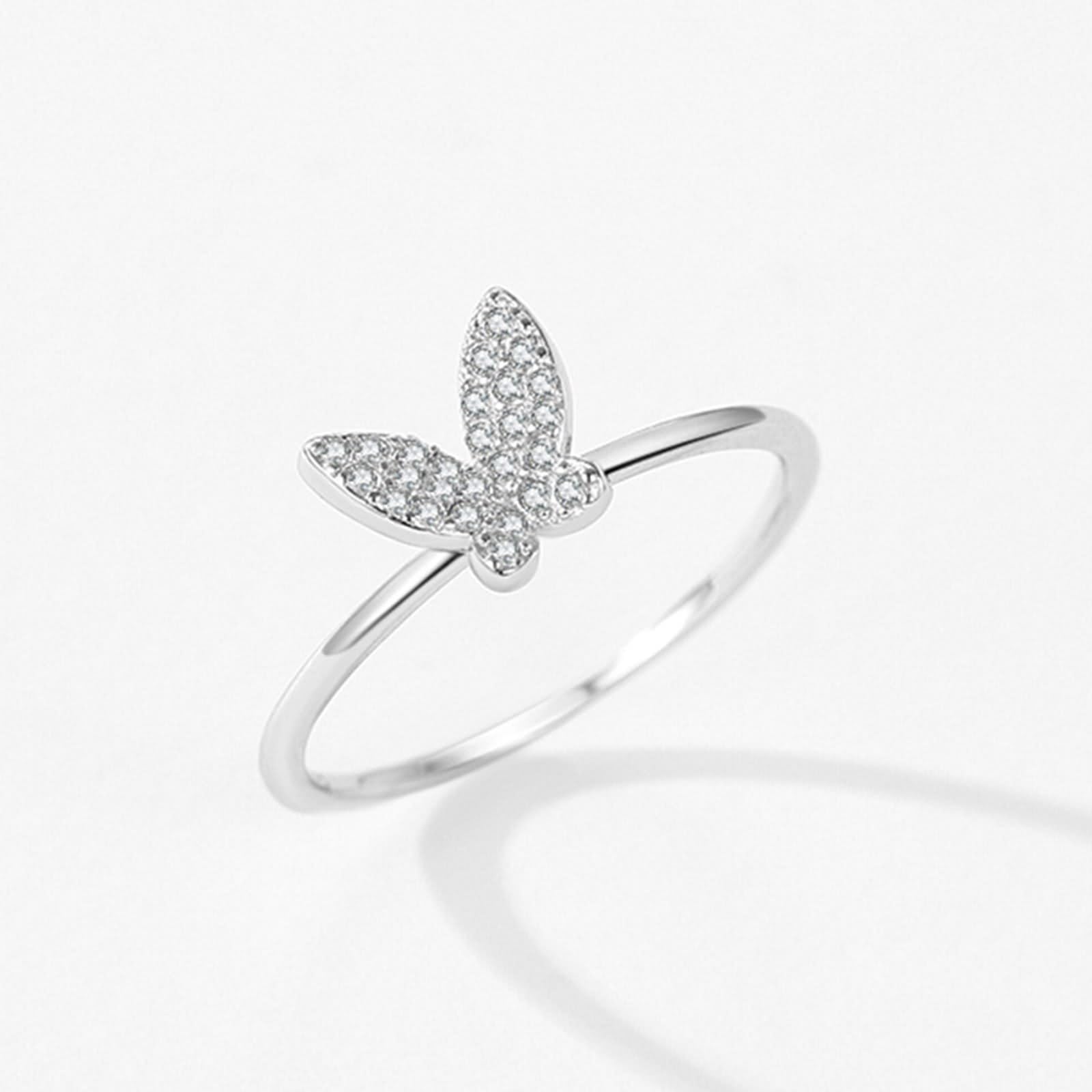 Ring Schmuck, Eheringe Platin mit Künstlichem Diamanten Silber Größe 45 (14.3) Geshenke Frauen