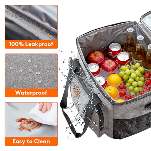 Image of Lifewit Medium Lunch Bag Insulated Lunch Box Soft Cooler Cooling Tote for Adult Men Women, Gray 48-Can (33L)