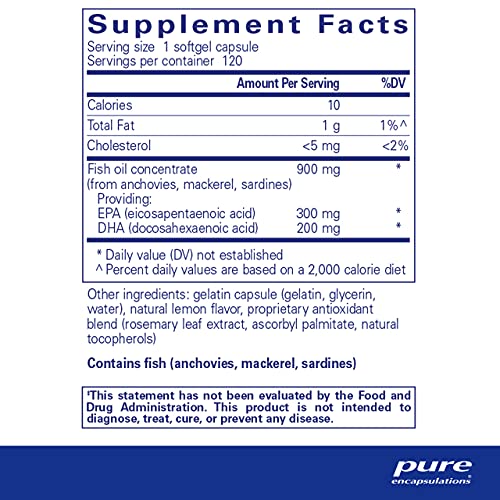 Pure Encapsulations Epa/Dha With Lemon | Ultra-Pure, Molecularly Distilled Fish Oil Concentrate With Lemon | 120 Softgel Capsules #TOP1