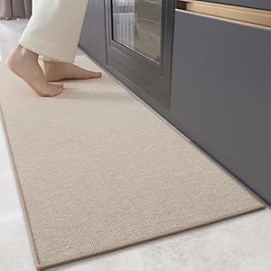COLOR&GEOMETRY Tappeti da Cucina Antiscivolo Lavabile 43x180cm, 4mm Sottile Tessuto Runner Tappeto, Assorbente Facile da Pulire Tappeti da Pavimento per Davanti al Lavandino, Corridoio, Beige