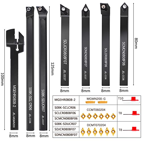 Lathe Threading-Tool Bit Set 21Pcs - 7Pcs 5/16" Turning Holder Boring Bars+14Pcs Indexable Carbide Inserts Golden Ccmt060204 Dcmt070204 Mgmn200-G For Cutting Tool #TOP1
