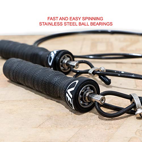Valor Fitness Adjustable Speed Rope - Speed Jump Rope with Ball Bearings and Non-Kinking Cable – Ideal for Cross Training and Other High Intensity Workouts with Skipping Rope