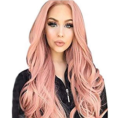 STfantasy Sucio Rosa Pelucas de mujer Largo Rizo natural Capa Pelo sintético Para niñas Damas Mujer Cosplay Anime Disfraz Fiesta Carnaval