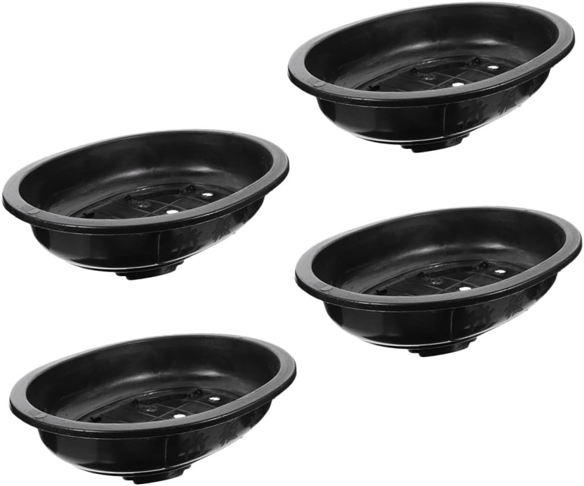 FAVOMOTO 4Pcs Large Oval Flower Pots with Drainage Practical Bonsai Planters for Gardens for Flower and Plant Display Lightweight Design for Easy Movement