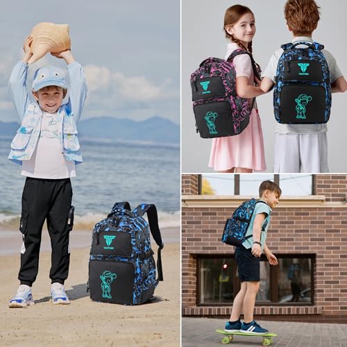 TANTOMI Schulranzen für Jungen, Schulrucksack Teenager Schultasche für Jungen und Mädchen mit Reflektierenden Mustern, Wasserdichte Schulranzen Ergonomische Kinderrucksäcke