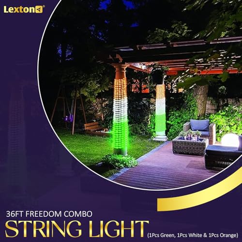 Image of Lexton Freedom Combo of 1Pcs Green, 1Pcs White & 1Pcs Orange 40 LED String Light | Decoration Light Bulbs for Diwali, Christmas, Eid, Independence Day, Republic Day | Indoor & Outdoor Use(Set of 3)