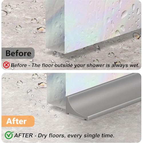 Image of HASTHIP 1.5M /59 inch Water Stopper - Silicon Water Stopper with Glue Collapsible Waters Dam Barrier Sink Splash Guard Strip Shower Waters Stoppers for Kitchen Sink, Grey