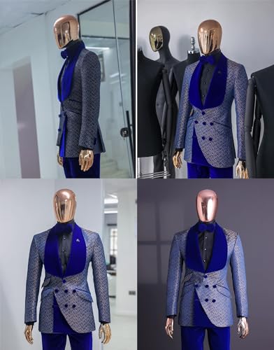 Men's 2 Pieces Suit Polka Dots Jacquard Jacket and Velvet Pants for Party/Prom3