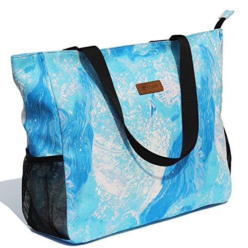 LARGE BEACH BAG Water Resistant Lightweight 20 inch Women Oversize Tote Bag for Gym Beach Travel Pool Yoga Nurse (Unicorn dolphin)