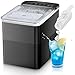 FOHERE Eiswürfelmaschine Klein, 14 Kg/24h, 9 Eiswürfel in 5 Minuten, Selbstreinigende Eiswürfelbereiter, Ice Maker mit Schaufel u. Korb, 2 Eiswürfel Größen, Eiswürfelmaschinen für Zuhause/Büro/Bar/RV