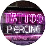Tattoo Piercing Art Inked Shop Display Dual Color LED Enseigne Lumineuse Neon Sign Blanc et violet 600 x 400mm st6s64-i2482-wp