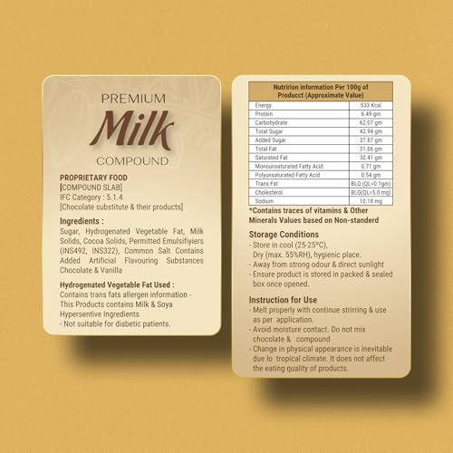 Image of Choco Town Choco Compound Slab | Chocolate Bar For Making Cakes & Cookies - 500g (White 1)