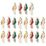 Acxico 20 Pcs Parrot Charms, Alloy Enamel Bird Pendants for Earrings, Necklace, Keychain & DIY Jewelry Making Accessories