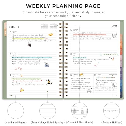 Image of RETTACY Academic Planner 2025-2026 8.5 x 11 (Light Green)