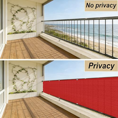 Brise-vue contre le vent et les regards indiscrets bâche de balcon rouge - 6